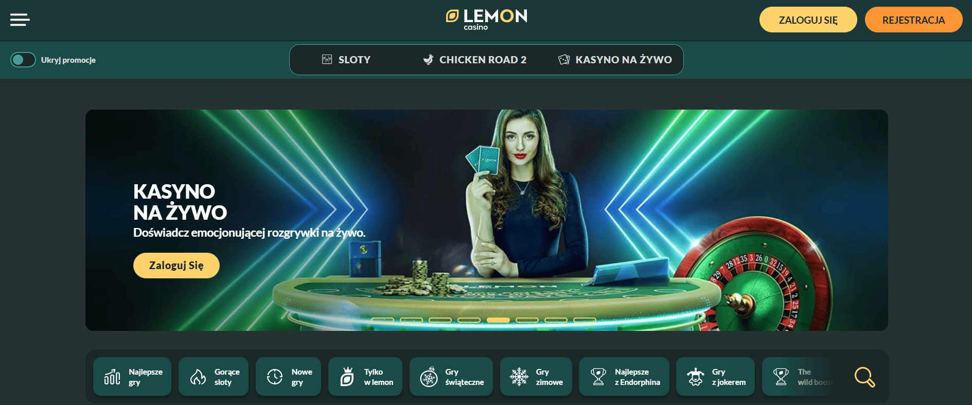 Strona główna Lemon Casino z ofertą powitalną
